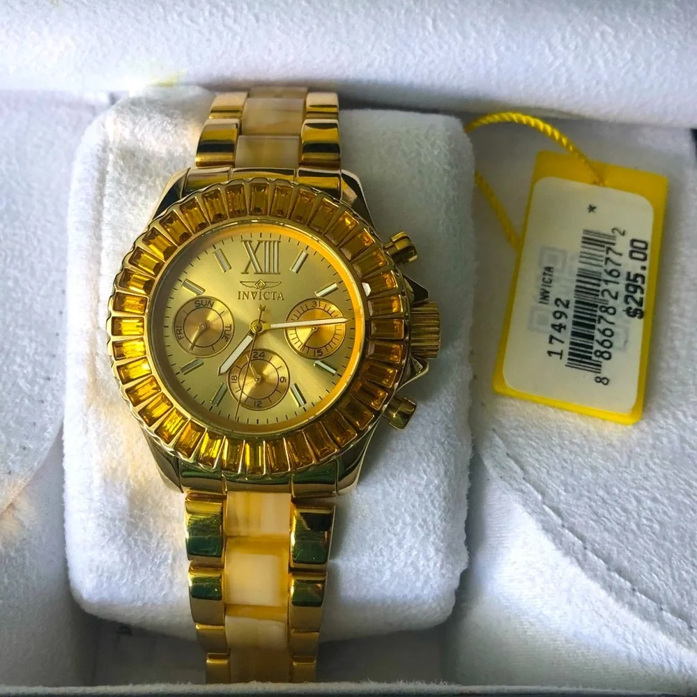 Invicta Angel Women's Quartz Watch 38mm Gold Tone – Mint Condition
